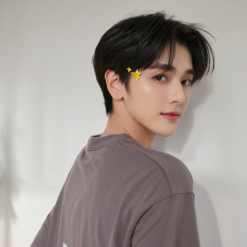 Perucă pentru bărbați, păr scurt drept, breton central | Fibre termice rezistente la temperatură, poate fi vopsită, Model 200