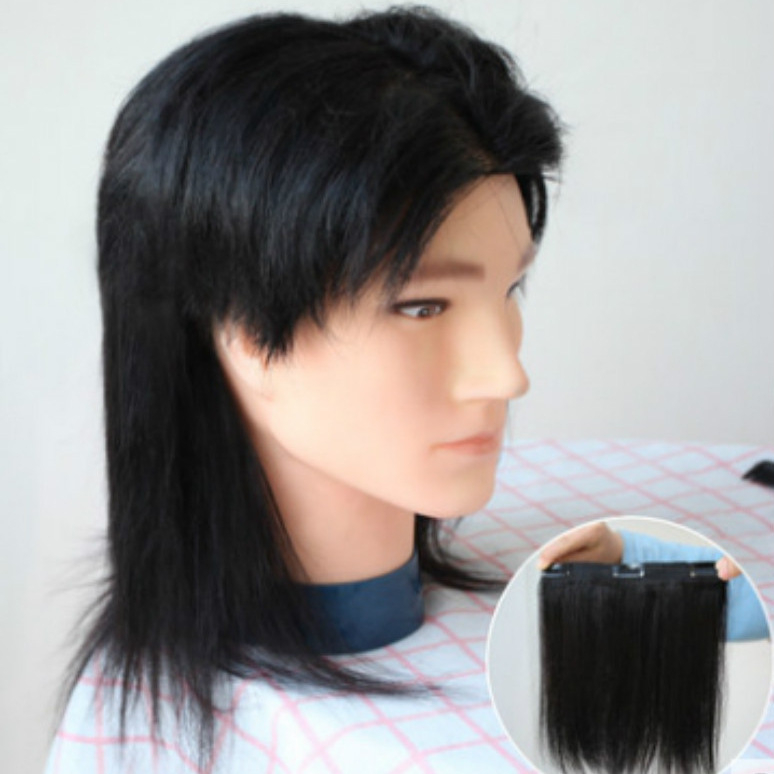 Перука за върха на главата, едно парче, невидима и дишаща, права коса, около 5 см, термоустойчиви влакна, може да се боядисва, модел 5006