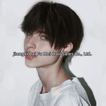 Vyrų paruka, trumpi tiesūs plaukai, aukštos temperatūros sintetinis pluoštas, įmanoma dažyti, įtikinamas įvaizdis