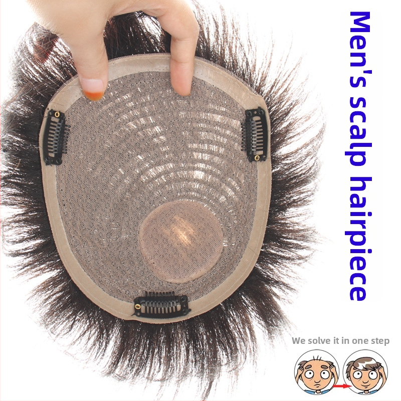 Vyrinė peruka iš tikrų plaukų, vainos papildymo panelė, trumpi tiesūs plaukai, lengva ir kvėpuojanti, galima dažyti ir perm.