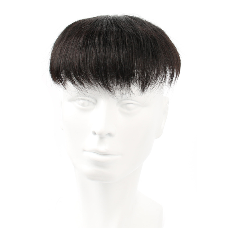 Парик за мъже от естествени коси, попълващ участък върху темето, прав, лек и дишащ, може да се боядисва и къдри.