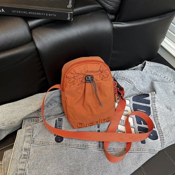 Geantă crossbody din nylon pentru femei, stil bucket, cu fermoar, căptușeală poliester, buzunar pentru documente, curea de umăr