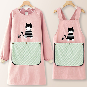 Taslanist tehtud köögiprijuune pikkade varrukatega, õli- ja veekindel, värske stiil, karikatuuride motiiviga, täiskasvanutele.