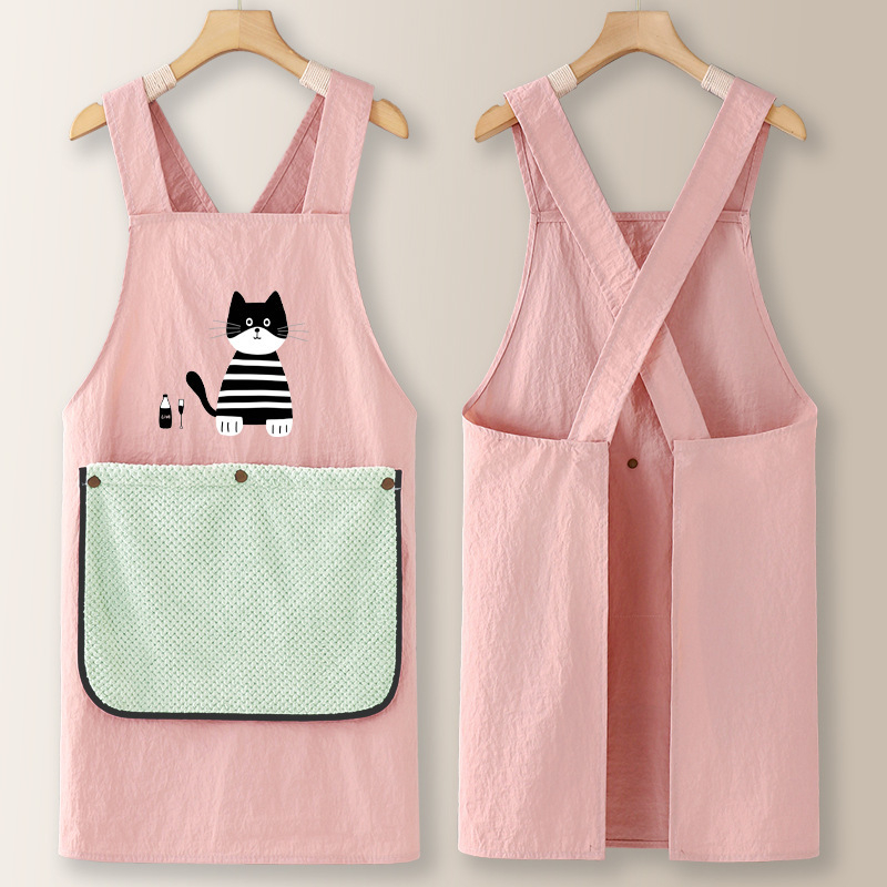 Taslanist tehtud köögiprijuune pikkade varrukatega, õli- ja veekindel, värske stiil, karikatuuride motiiviga, täiskasvanutele.