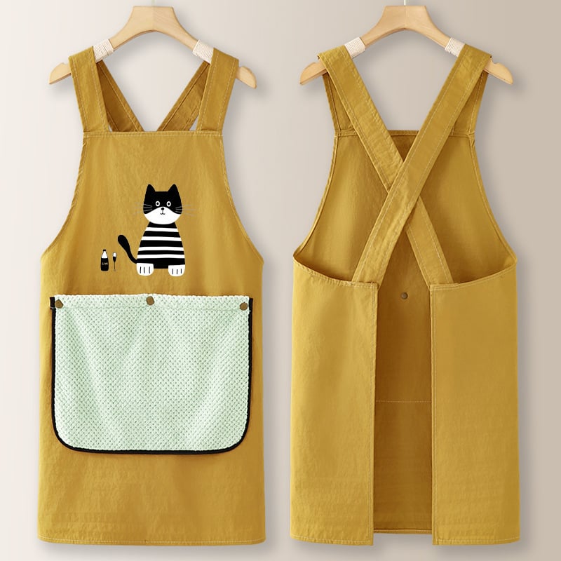 Taslanist tehtud köögiprijuune pikkade varrukatega, õli- ja veekindel, värske stiil, karikatuuride motiiviga, täiskasvanutele.