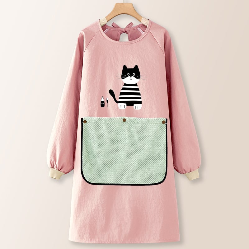 Taslanist tehtud köögiprijuune pikkade varrukatega, õli- ja veekindel, värske stiil, karikatuuride motiiviga, täiskasvanutele.