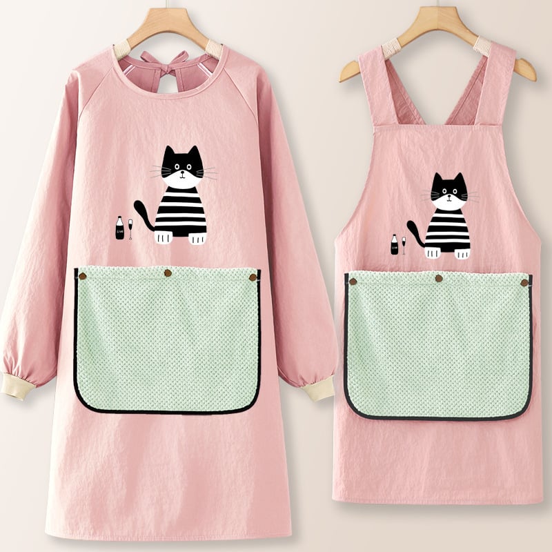 Taslanist tehtud köögiprijuune pikkade varrukatega, õli- ja veekindel, värske stiil, karikatuuride motiiviga, täiskasvanutele.