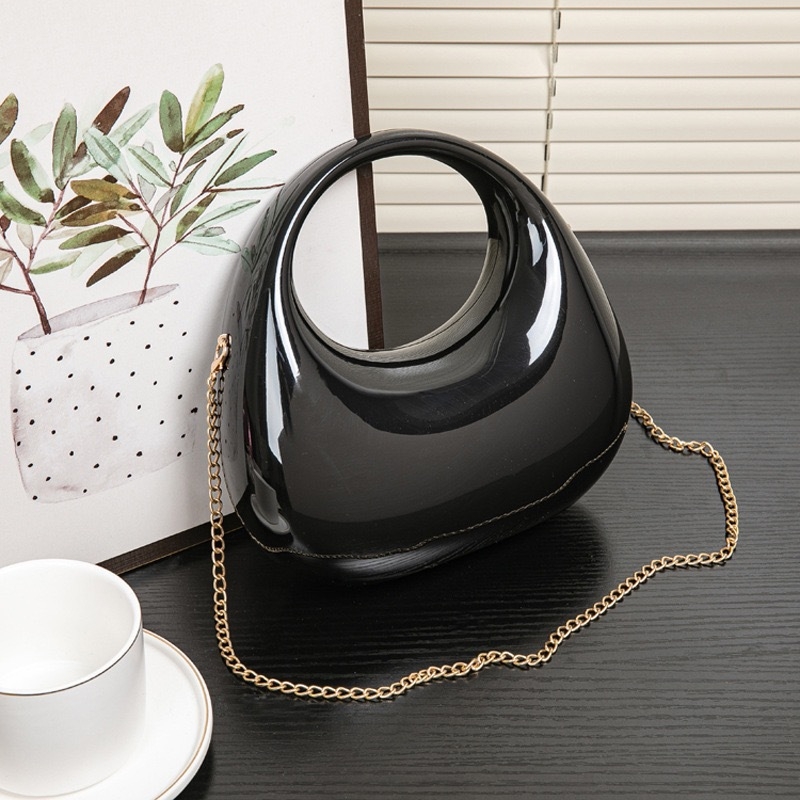 Akrylová box taška, kruhový tvar, uzáver s zámkom, skrytá kapsa na zips, denné nosenie, retro štýl Európa-Amerika