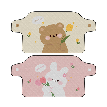 Protecție frontală de zăpadă pentru mașină — magnetică, folie de aluminiu, 300 g, model cu lalea și iepuraș