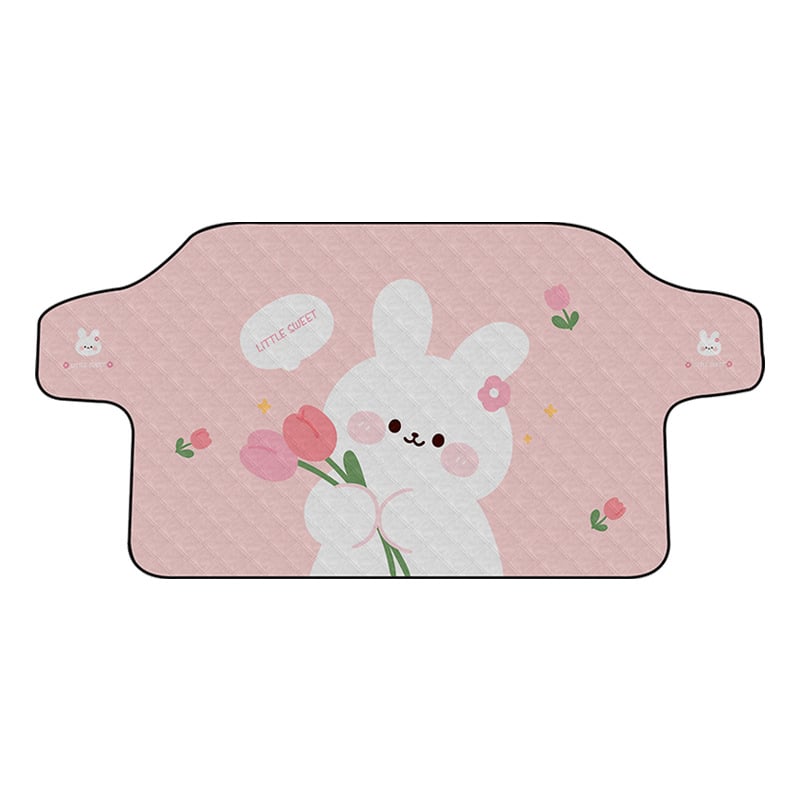 Protecție frontală de zăpadă pentru mașină — magnetică, folie de aluminiu, 300 g, model cu lalea și iepuraș