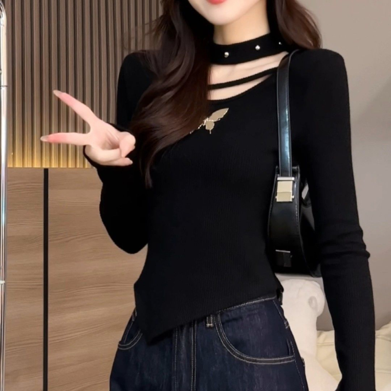 Polüestrist pikkade varrukatega T-särk, ühtlane värv, vaba lõige