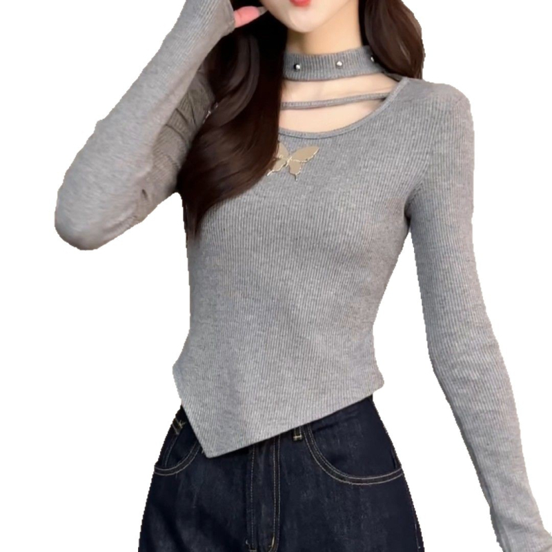 Polüestrist pikkade varrukatega T-särk, ühtlane värv, vaba lõige