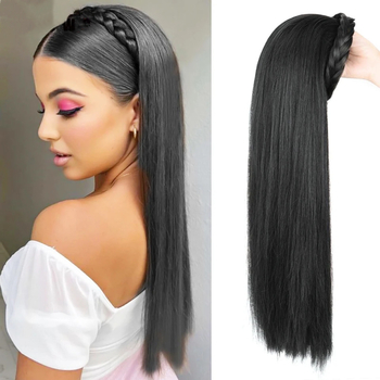 Paróka hosszú, göndör hajjal és hajpánttal, hőálló szálból, modell 871, koreai stílus, festhető