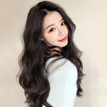 Perucă Baifumi — stil coreean, bretonă mijlocie, bucle lungi (fibra rezistentă la temperatură, design personalizabil, modelul 103)