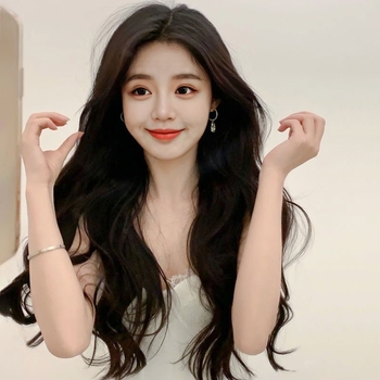 Perucă Baifumi — stil coreean, bretonă mijlocie, bucle lungi (fibra rezistentă la temperatură, design personalizabil, modelul 103)