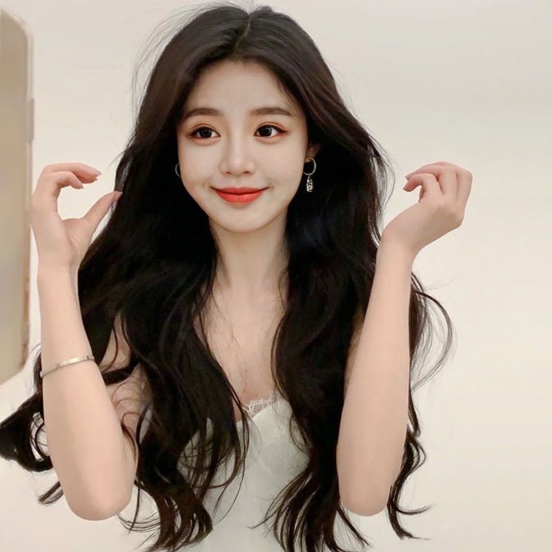 Perucă Baifumi — stil coreean, bretonă mijlocie, bucle lungi (fibra rezistentă la temperatură, design personalizabil, modelul 103)