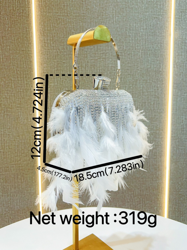 Õhtune klutch kott teemantlõngadega, horisontaalne ruutuvorm, polüester, sisemised taskud telefonile ja dokumentidele, üks õla rihm