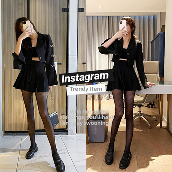 Nailonvõrgustikust sukkpüksid tähemärkide motiiviga, õhukesed 15D denier, klubi jaoks