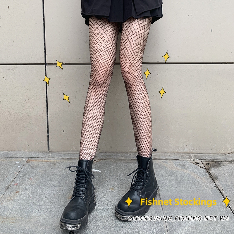 Nailonvõrgustikust sukkpüksid tähemärkide motiiviga, õhukesed 15D denier, klubi jaoks