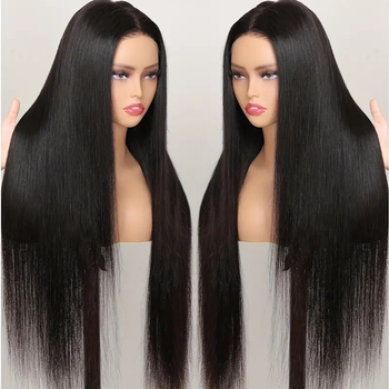 екзотична дантелена перука с предна дантела, дълги прави коси, фронтални бретони (могат да се подравняват или наклонени), влакна с висока топлоустойчивост