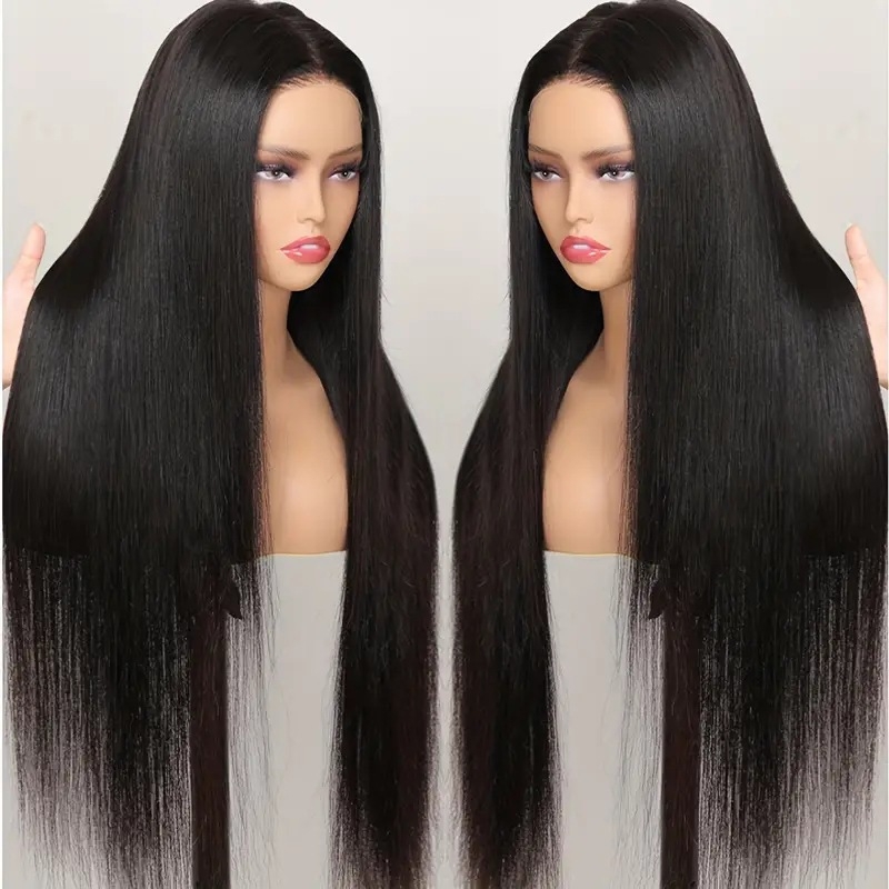 екзотична дантелена перука с предна дантела, дълги прави коси, фронтални бретони (могат да се подравняват или наклонени), влакна с висока топлоустойчивост