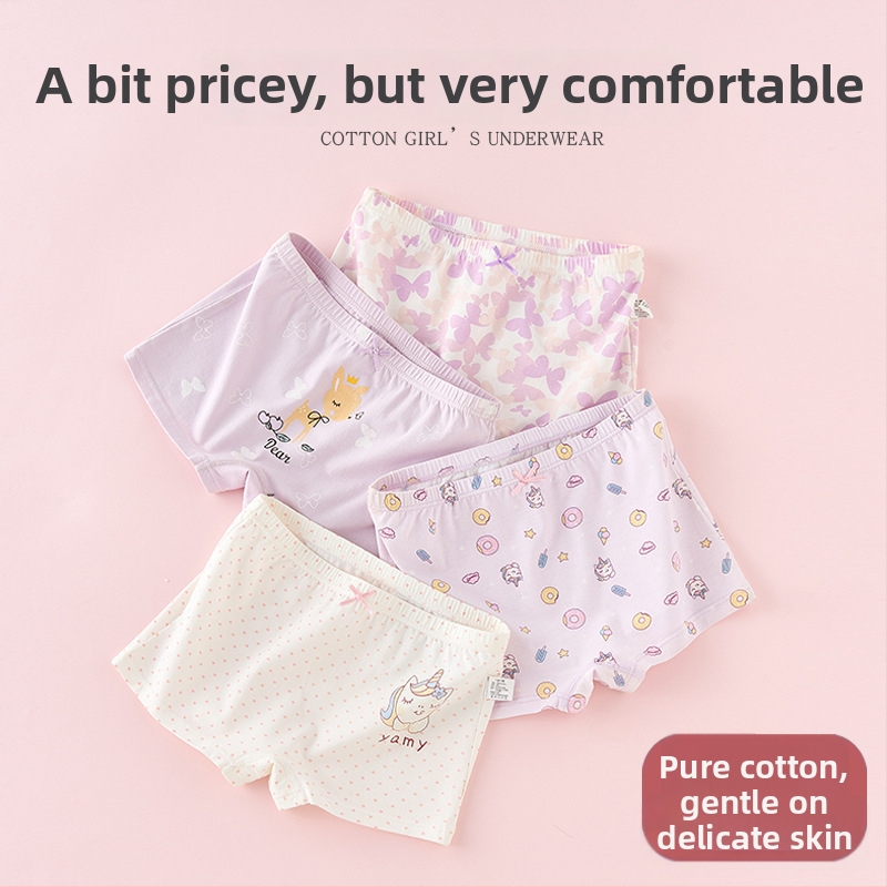 Mergaičių medvilninės apatinės kelnaitės, 95% medvilnė, 3–8 metų amžiaus, vasaros 2025 kolekcija.