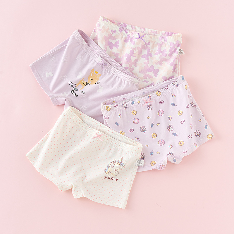 Mergaičių medvilninės apatinės kelnaitės, 95% medvilnė, 3–8 metų amžiaus, vasaros 2025 kolekcija.