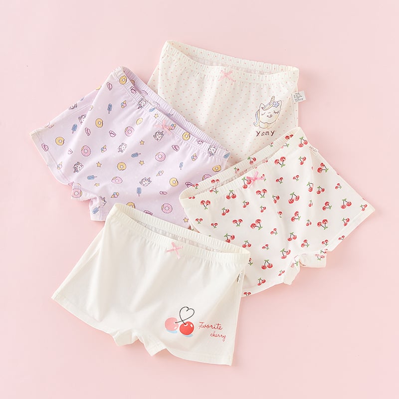 Mergaičių medvilninės apatinės kelnaitės, 95% medvilnė, 3–8 metų amžiaus, vasaros 2025 kolekcija.