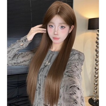 Paruka Kenny wig: prirodzený štýl, dlhé rovné vlasy so šikmými ofinami, vlasy z vlákna odolného voči vysokým teplotám, model: kompletné zakrytie hlavy, vhodné pre ženy