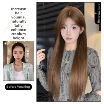 Paruka Kenny wig: prirodzený štýl, dlhé rovné vlasy so šikmými ofinami, vlasy z vlákna odolného voči vysokým teplotám, model: kompletné zakrytie hlavy, vhodné pre ženy