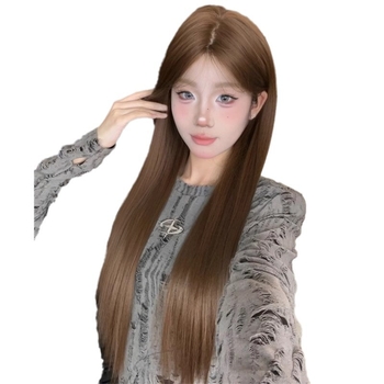 Paruka Kenny wig: prirodzený štýl, dlhé rovné vlasy so šikmými ofinami, vlasy z vlákna odolného voči vysokým teplotám, model: kompletné zakrytie hlavy, vhodné pre ženy