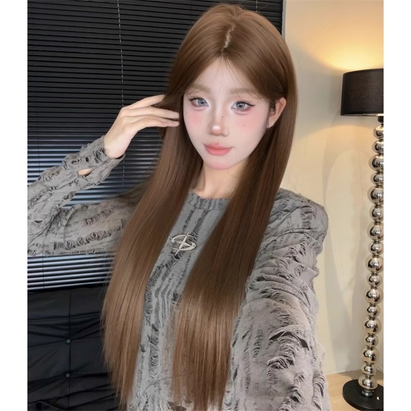 Paruka Kenny wig: prirodzený štýl, dlhé rovné vlasy so šikmými ofinami, vlasy z vlákna odolného voči vysokým teplotám, model: kompletné zakrytie hlavy, vhodné pre ženy