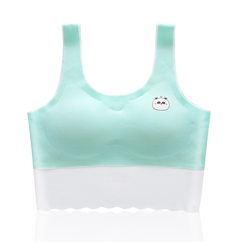 Bezšivna potkošulja za djevojčice s 3/4 čašicom, tanak oblikovan jastučić od spužve, glavni materijal najlon, podstava od spandeksa, fiksni dvostruki naramenice, prozračan i udoban
