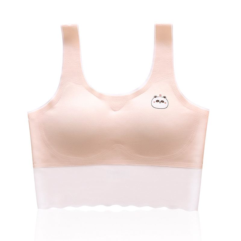 Bezšivna potkošulja za djevojčice s 3/4 čašicom, tanak oblikovan jastučić od spužve, glavni materijal najlon, podstava od spandeksa, fiksni dvostruki naramenice, prozračan i udoban