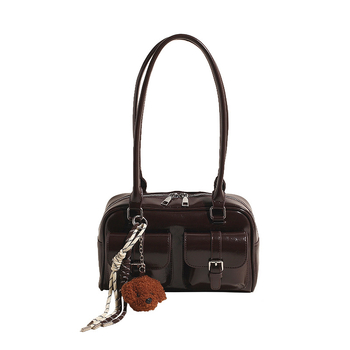 Rankinė po pažastimi iš PU, miesto paprastas stilius, ruduo 2024, užtrauktukas, horizontalaus kvadrato formos