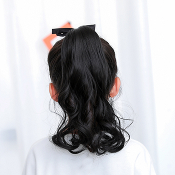 Laste parukas lokkis, pikkade juustega hobusesaba stiili jaoks, kinnitusriba, Horsetail mudel, kõrge temperatuuriga kiud