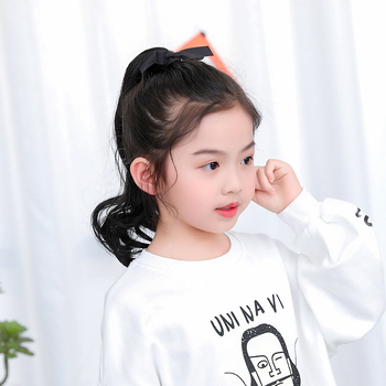 Laste parukas lokkis, pikkade juustega hobusesaba stiili jaoks, kinnitusriba, Horsetail mudel, kõrge temperatuuriga kiud