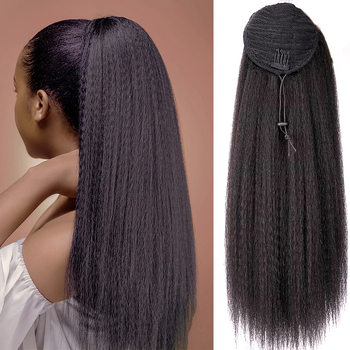 Poni-parukas, Afro Yaki tekstuur, kõrge temperatuuriga kiud, täielikult käsitsi õmmeldud, ei sobi kuumaks värvimiseks