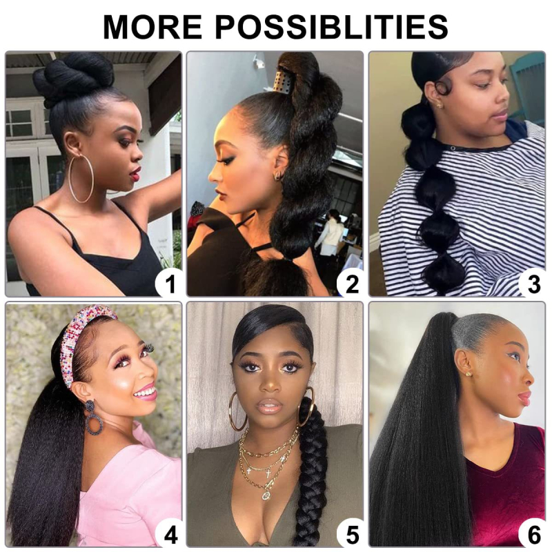 Poni-parukas, Afro Yaki tekstuur, kõrge temperatuuriga kiud, täielikult käsitsi õmmeldud, ei sobi kuumaks värvimiseks