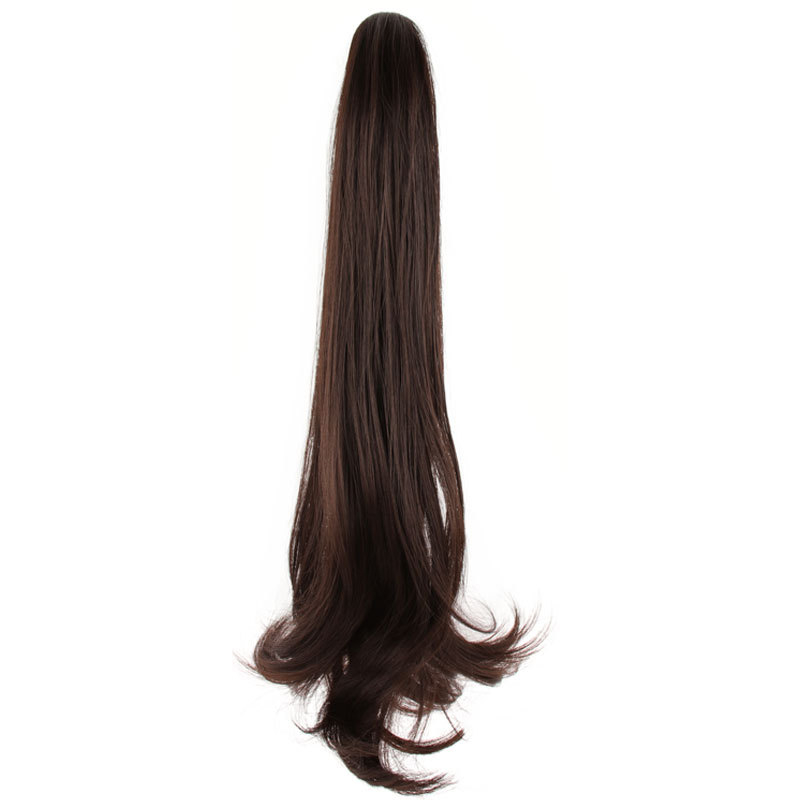 Перука с клипс за опашка: дълга, вълниста висока опашка, коса с термоустойчиви влакна, модел с леко извита опашка, марка Ancient Source