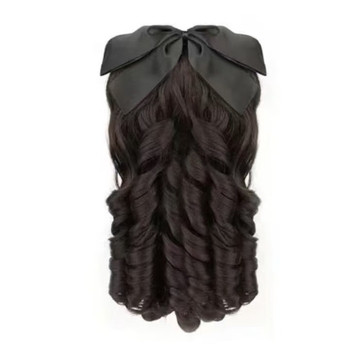 Xinrou Римска къдравa опашкова перука за дами, високотемпературна нишка, механично обработване, не се боядисва и не се пермва