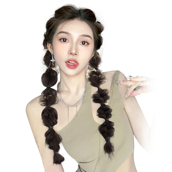 Понитайл перука за жени – естествени боксови плитки, плитки лантерни, двойна опашка; термоустойчива нишка; механизъм на обработка; произход Хенан.