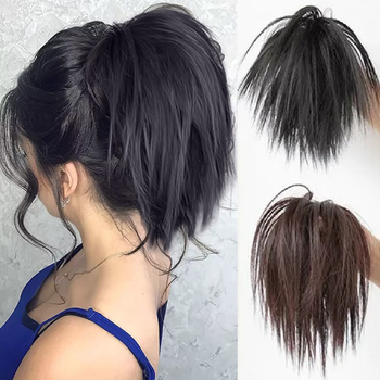 Kaifei перука с кок и двойна опашка, прическа Bun Updo, тел с висока температура, не се боядисва