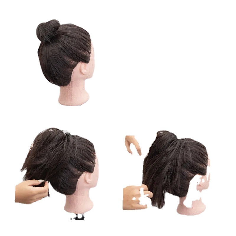 Kaifei перука с кок и двойна опашка, прическа Bun Updo, тел с висока температура, не се боядисва