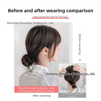 Tikrų plaukų kuodelio parūka su plaukų žiedu, natūralus įvaizdis, mechaninis apdorojimas