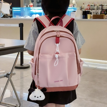 Ученическа раница от найлон с ергономични извити презрамки за намаляване на натоварването, за ученици от началното и средното училище, стил младежки кампус