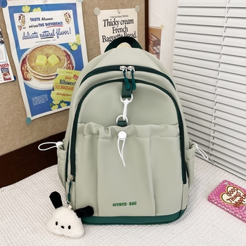 Ученическа раница от найлон с ергономични извити презрамки за намаляване на натоварването, за ученици от началното и средното училище, стил младежки кампус
