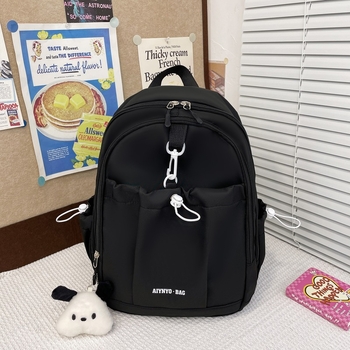 Ученическа раница от найлон с ергономични извити презрамки за намаляване на натоварването, за ученици от началното и средното училище, стил младежки кампус