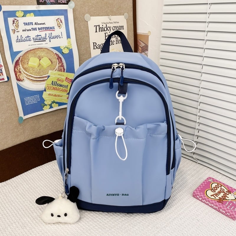 Ученическа раница от найлон с ергономични извити презрамки за намаляване на натоварването, за ученици от началното и средното училище, стил младежки кампус