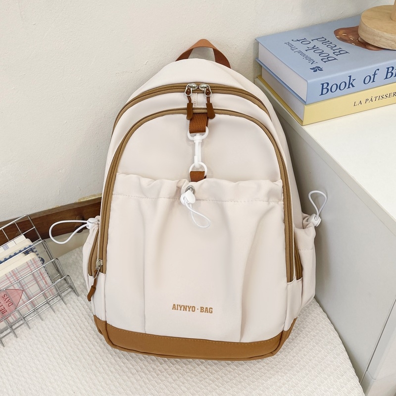 Ученическа раница от найлон с ергономични извити презрамки за намаляване на натоварването, за ученици от началното и средното училище, стил младежки кампус